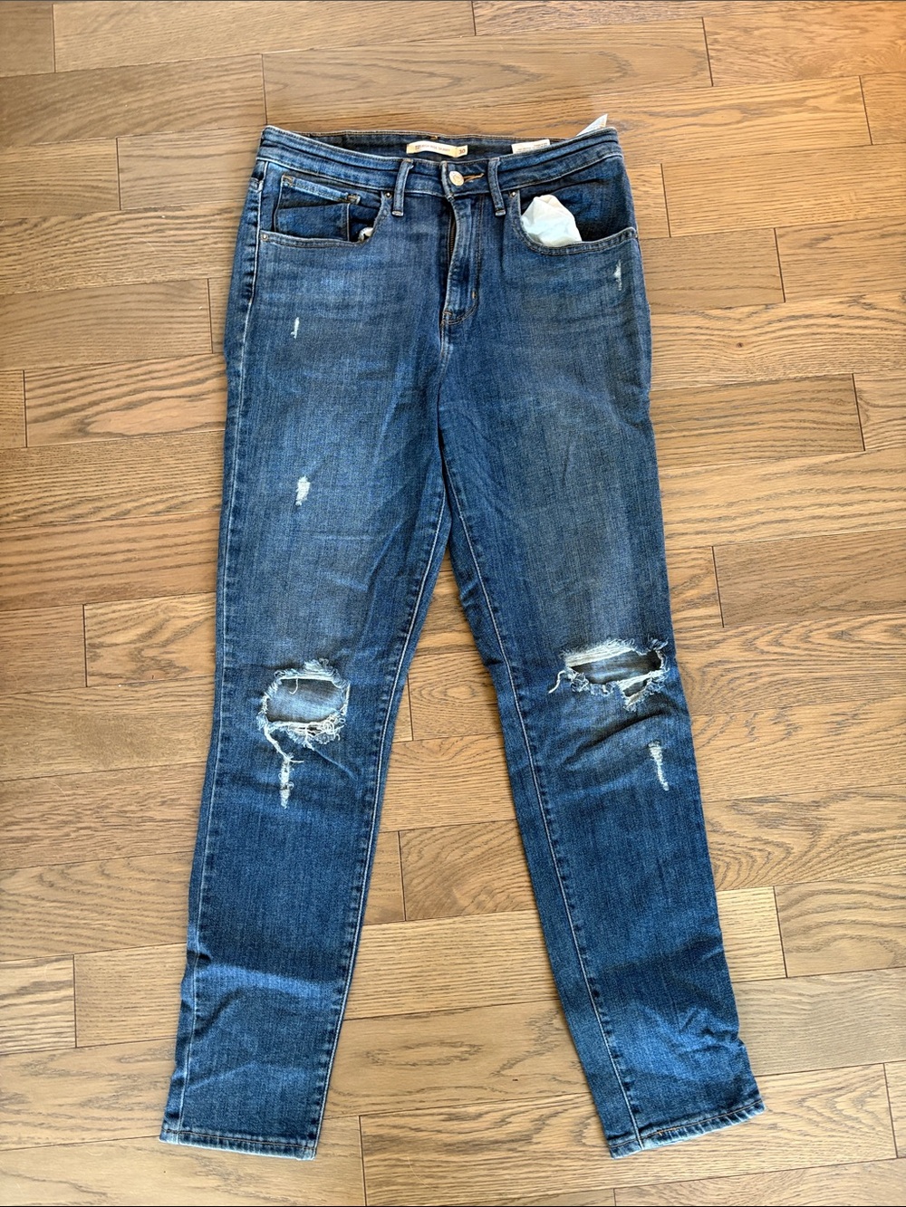 Levi's Women's High-Rise Distressed Dark Blue Jeans